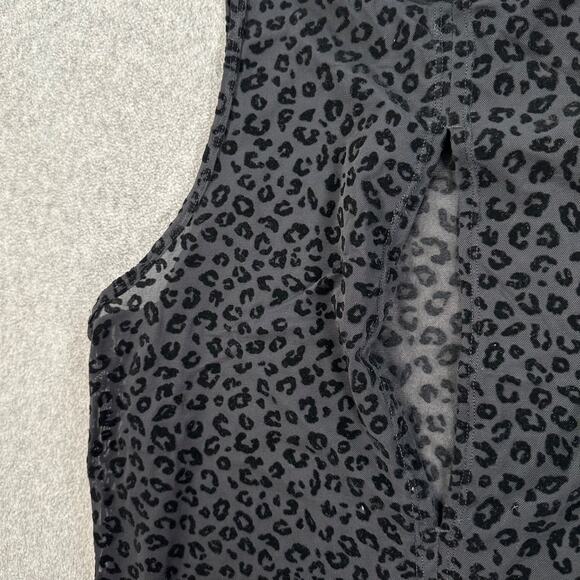 Zyia Active XL Black Leopard Burnout Mesh Tank Top Sheer Sleeveless Shirt - Picture 8 of 8